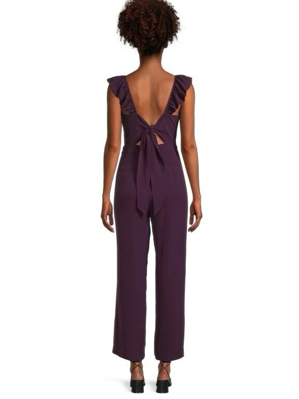 BCBG Paris Plum Square-Neck Jumpsuit with Ruffle Shoulder Straps - XXL - Picture 2 of 12